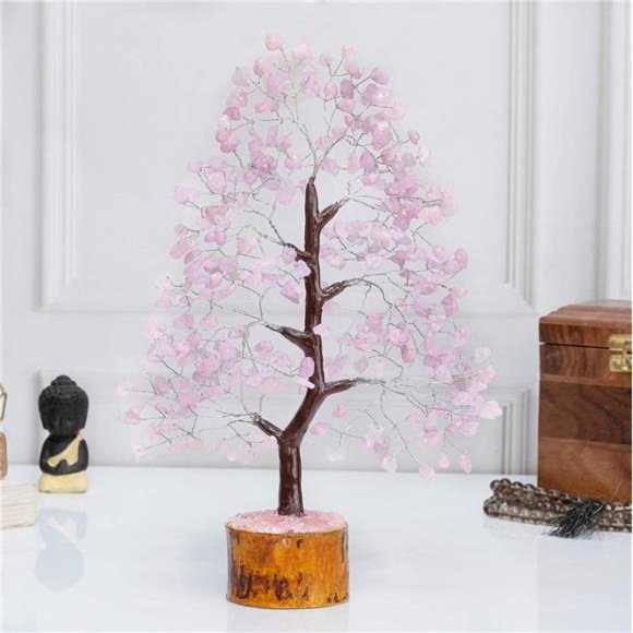 Rose Quartz Crystal Tree of Life-Chakra Tree for Positive Energy,Feng Shui Decor - Picture 3 of 6